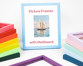 Matted Picture Frame in Vibrant Colors, Thin Poster Frames For Wall Hanging