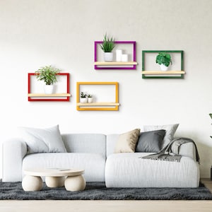 Long Framed Floating Shelf, Modern Plant Shelf, Bathroom Shelves, Minimalistic Floating Wood Shelves, Floating Kitchen Shelves,Plant Shelves