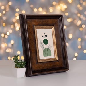 Dark Wood Picture Frame, Dark Brown Wood Frame With Gold Leaf, Vintage, Handmade Wooden Frame for Photos, Art Frame Sizes 4x6 5x7 8x10 A4 A5