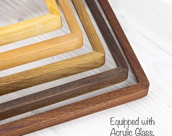 Thin Edge Round Corner Frames, Natural Hardwood of Your Choice in Modern Style, Handmade Museum Quality, Custom Size A1 A2 12x12 13x19 20x28