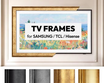 Metallic TV Frame for Samsung, TCL, Hisense, Luxury Wood Bezel