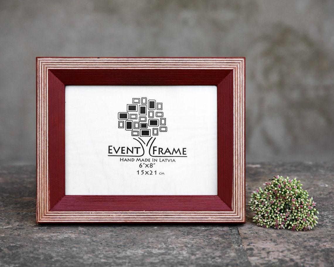 Red Picture Frame Hand Painted Wood Photo Frame Double Color Etsy