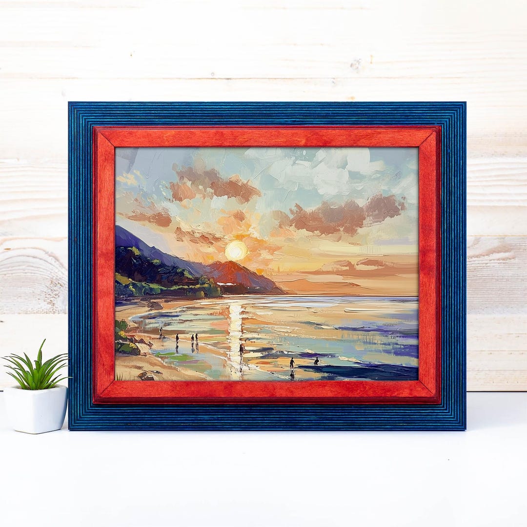 Handmade Blue & Red Wood Picture Frame: Rustic Baltic Birch Photo Frame ...