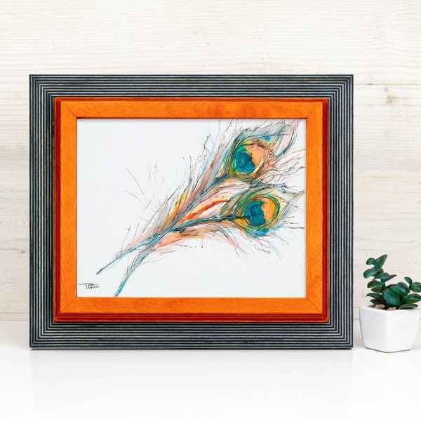 Teal + Orange Rustic Picture Frame, Wooden Frames, Modern Gallery Wall Frames, Custom Sizes A3 9x12 8x10 12x12 12x16 11x14 20x30 22x28 24x36