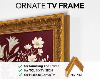 Ornate Gold TV Frame: Samsung The Frame, Hisense, TCL NXTVision Vintage Bezel