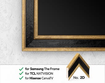 Gold & Black TV Frame Fits Samsung Frame, TCL NXTVSION and  Hisense CanvasTV