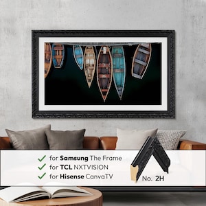 Marco de TV negro ornamentado: bisel de madera barroco para Samsung The Frame TCL NXTVISION, Hisense CanvasTV