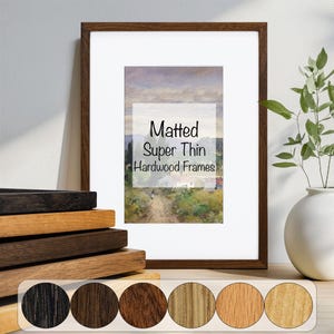 Super Thin Edge Frames with Mat, Natural Hardwood of Your Choice in Minimalistic Style, Handmade Custom Photo Frame A1 A3 12x18 16x20 36x42