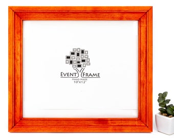 Orange Birch Wood Photo Frame: Handmade Wall Art, Custom Size