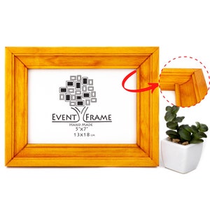 Yellow Color Custom Size Photo Frame, Handmade Birch Hardwood Gallery Wall Frames Any Size - 5x7, 10x12, 11x17, 18x24, 24x36, A1, A2, A3, A4