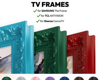 Colorful Ornate TV Frame for Samsung The Frame, Baroque Inspired TCL NXTVision, Hisense Canvastv Mount