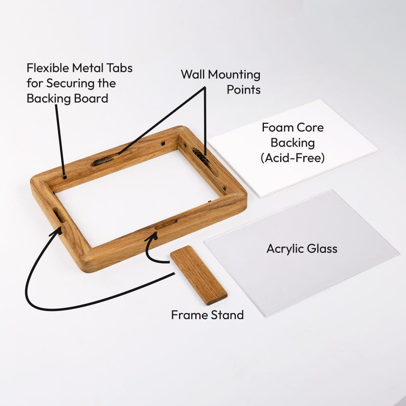Exploded Picture Frame Rounded Corner Solid Oak Frame - Custom Size Picture Frame ...