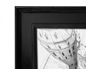 Handmade Black Wood Picture Frame: Gothic Style, Custom Sizes