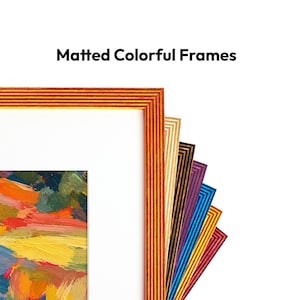 Thin Colorful Striped Picture Frame: Unique Handmade Matted Photo Frame, Maximalist Decor
