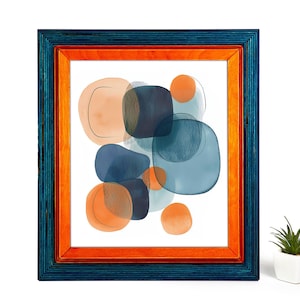 Blue + Orange Custom Frame, Wood Photo Frame, Poster Frame, ANY SIZES - 5x7 6x6 6x8 8x8 8x10 8x12 8.5x11 11x14 11x17 12x18 18x24 16x20 A4 A3