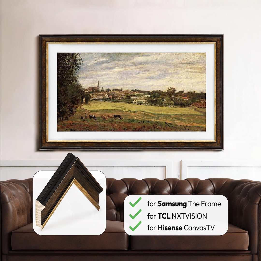 Dark Brown & Gold TV Frame for Samsung the Frame, TCL NXTVISION