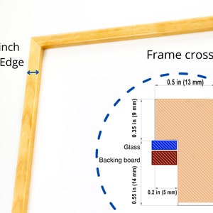 Super Thin Edge Picture Frame, Natural Hardwood of Your Choice in Minimalistic Style, Handmade Custom Size Photo Frame A1 10x10 12x18, 24x36 image 3