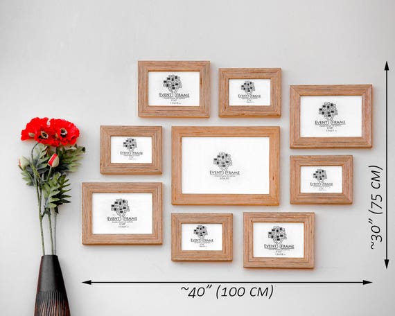 9-Piece Light Oak Wood 4x6 Gallery Wall Picture Frame Set +