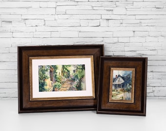 Handmade Dark Wood Picture Frame with Gold Leaf - Diploma, Certificate Display