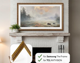 Wood and Gold TV Frame for Samsung The Frame & TCL NXTVision Wooden Bezel