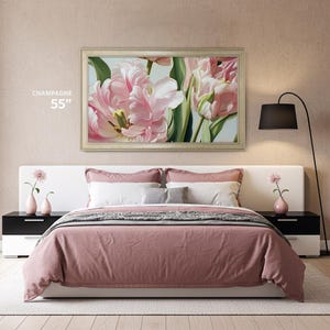 modern wall decoration champagne frame tv 55 champagne bronze tv frame for tv, samsung frame tv frame champagne 65 tcl bezel, antique champagne frame tv frame 65, pink flower tv art, pink and black bedroom