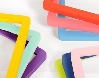 Colorful Picture Frame with Round Corners: Wooden Kids Wall Art Nursery Decoration