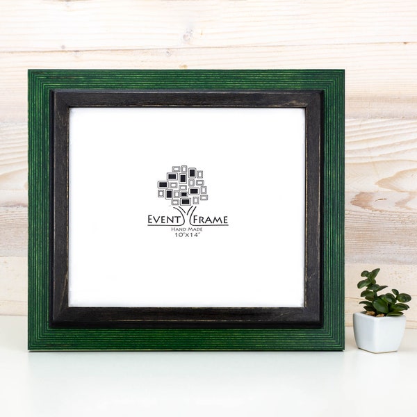 Green + Black Photo Frame,Handmade Custom Frame, Wooden Gallery Wall Frame 16x20, 18x24, 24x36, 12x16, 8x10, 11x14, 8.5x11, A1, A2, A3, A4