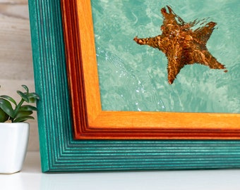 Handmade Green & Orange Picture Frame: Tropical Coastal Decor - Etsy