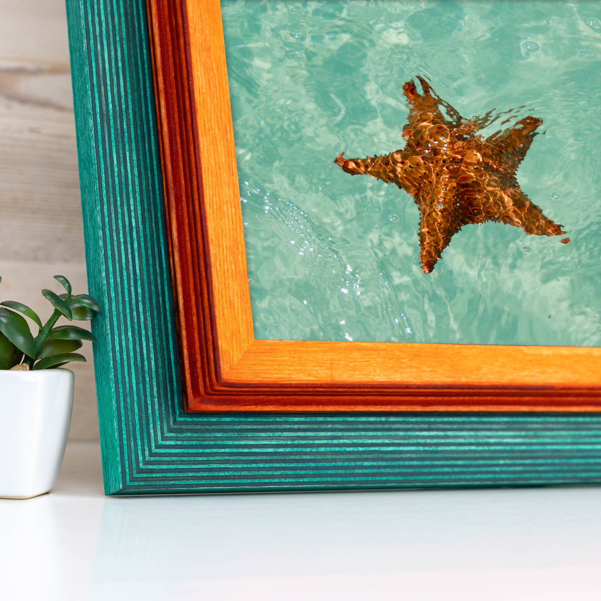 Handmade Green & Orange Picture Frame: Tropical Coastal Decor - Etsy