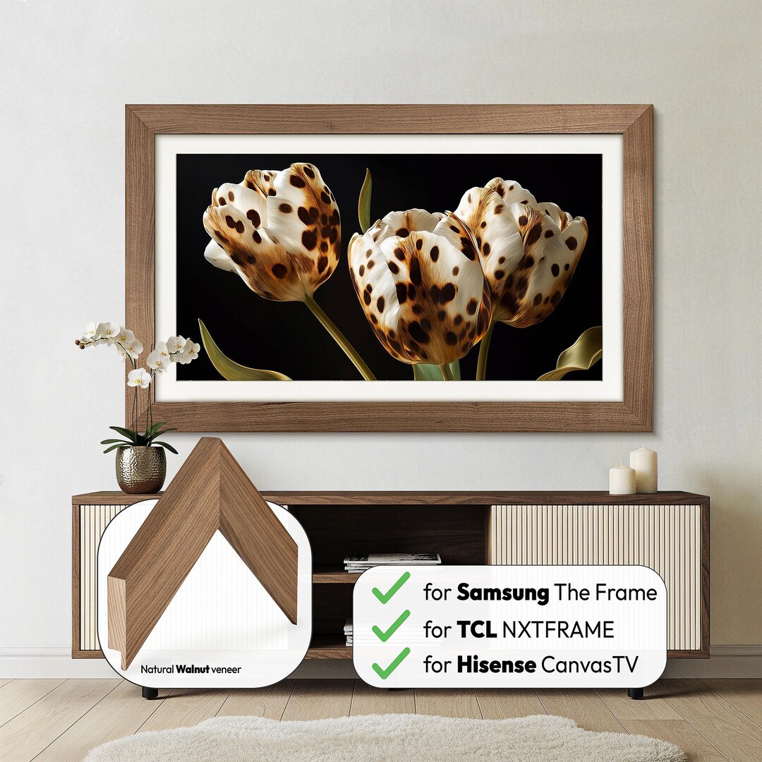Walnut TV Frame for Samsung the Frame, Handmade TCL NXTVISION Bezel ...