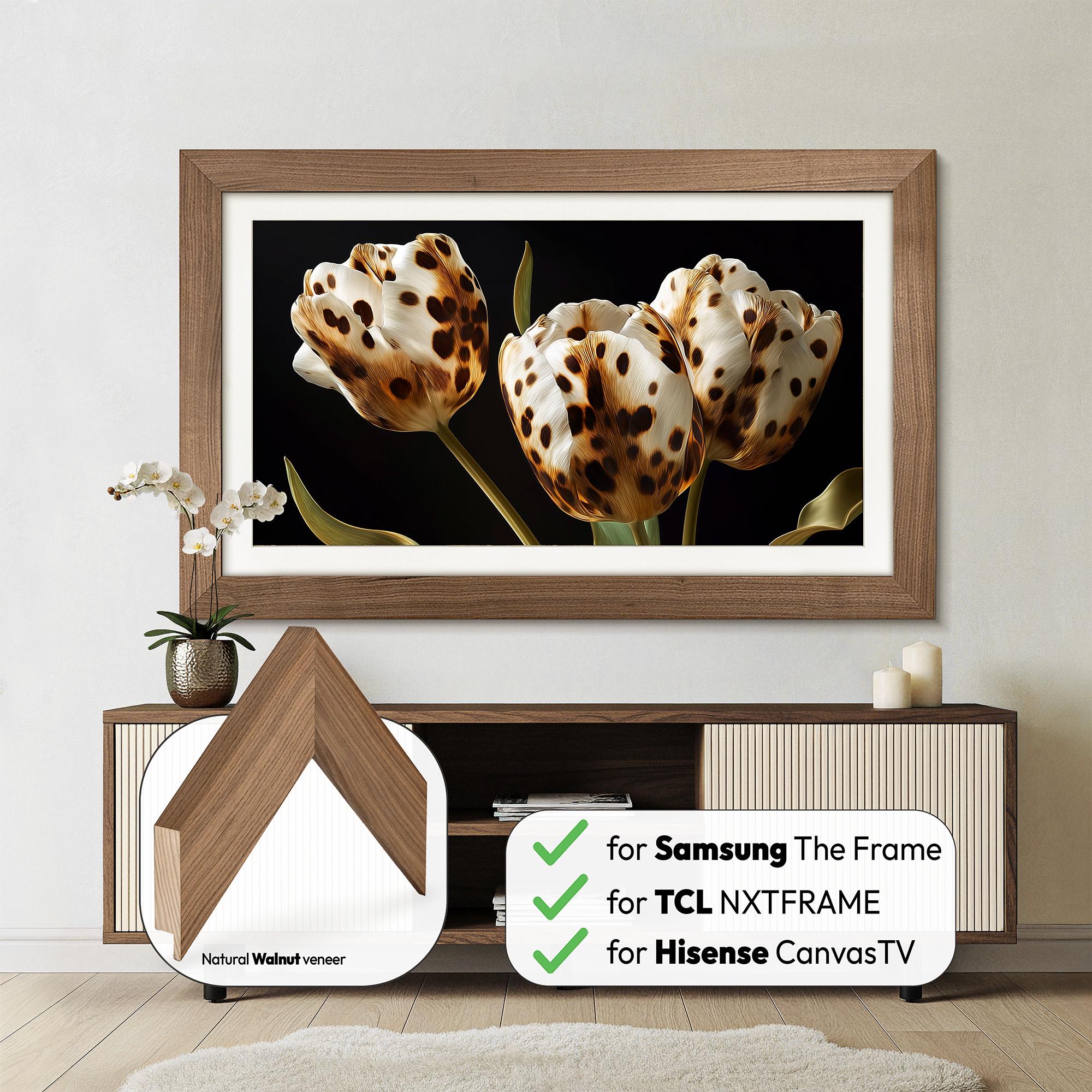 Walnut TV Frame for Samsung the Frame, Handmade TCL NXTVISION