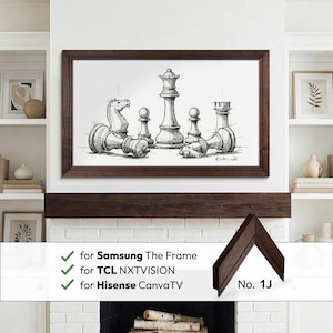 TV-ram i mörk valnötsfärgad valnötsfärgad handgjord för Samsung The Frames, TCL NXTVISION och Hisense CanvasTV