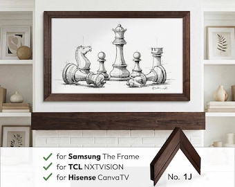Dark Walnut TV Frame Handmade for Samsung The Frames; TCL NXTVISION and Hisense CanvasTV