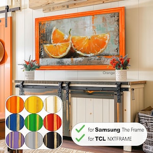 Colorful Frame for Samsung The Frame TV, Distressed Style Hardwood Tv Bezel for your TCL NXTFRAME Tv Art, Tv Sizes 32 43 50 55 65 75 85 inch