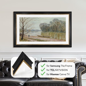 Handmade Gold Leaf & Black TV Frame: Samsung The Frame, TCL NXTVision, Hisense CanvasTV