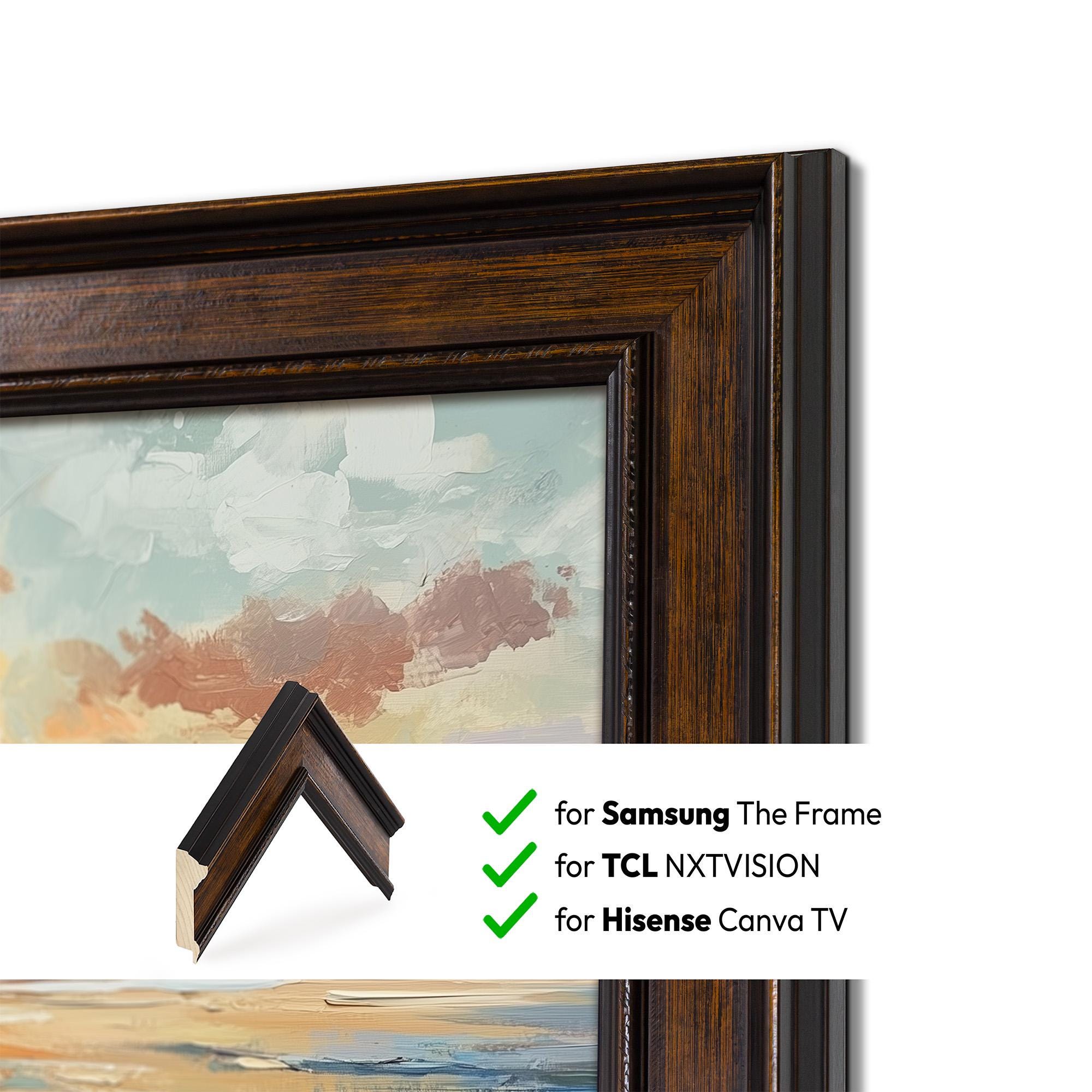 Brushed Wooden Samsung Frame Bezel, Natural Hisense Canvastv & TCL