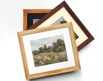 Solid Wood Picture Frames with Mat: Birch or Oak Rustic Wall Decor, Custom Sizes