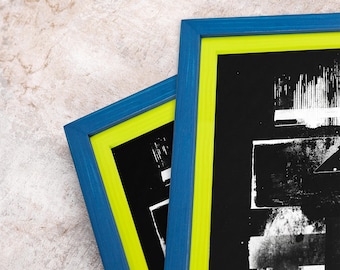 Two tone Picture Frame Blue & Green, Custom Sizes; Kids Photo Frame