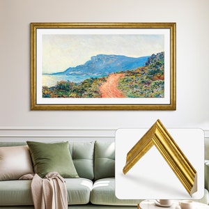 Goldrahmen für Samsung The Frame TV, handgefertigte Holzrahmen-TV-Lünette für Ihre TV-Kunst, TV-Rahmengrößen 32, 43, 50, 55, 65, 75, 85 Zoll Bild 1