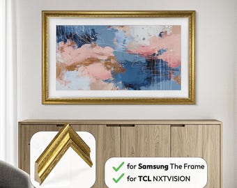Antique Gold TV Bezel with Ornate Lining fits Samsung The Frame TVs & TCL NXTVISION