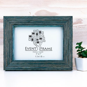 Teal Photo Frame, Rustic Wood Picture Frame, Wooden Handmade Frame A5 A4 A3 4x4 4x6 5x5 5x7 6x6 6x8 7x9 8x8 8x10 8x12 8.5x11 11x14 32x40