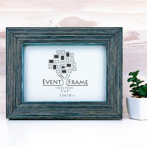 Teal Photo Frame, Rustic Wood Picture Frame, Wooden Handmade Frame A5 A4 A3 4x4 4x6 5x5 5x7 6x6 6x8 7x9 8x8 8x10 8x12 8.5x11 11x14 32x40