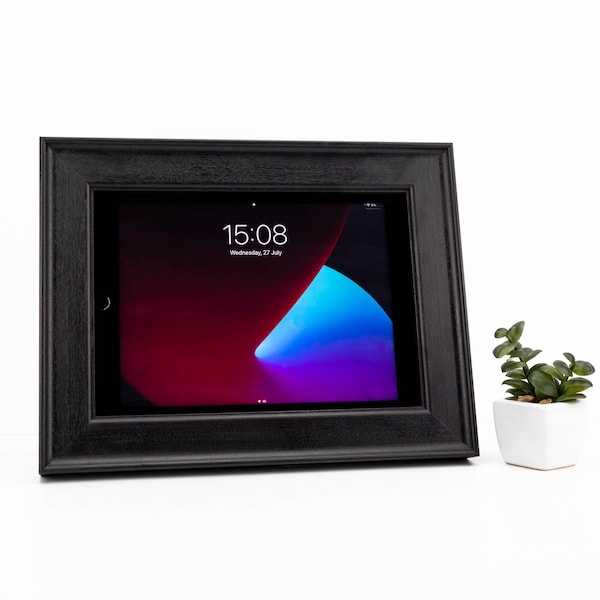 Rahmen für IPad, Holzhülle für IPad, Tablet-Display-Montagerahmen, Wand-Tablet-Rahmen, Holz-Tablet-Hülle, Ständerhalter für IPad-Schreibtisch oder Wand