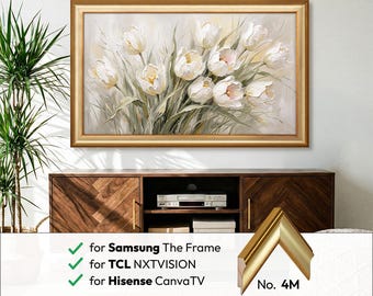 Metallic Gold TV Frame Bezel Custom made for Samsung The Frame, Hisense Canvas, TCL NXTVISION