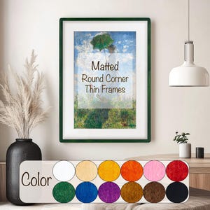 Handmade Birch Wood Thin Picture Frame With Rounded Corners, Modern Matted Photo Frame