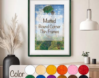 Handmade Birch Wood Thin Picture Frame With Rounded Corners, Modern Matted Photo Frame