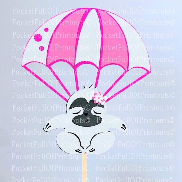 DIGITAL SVG Template for Layered Parachuting Sloth- Cake topper/card topper/layered 3d design