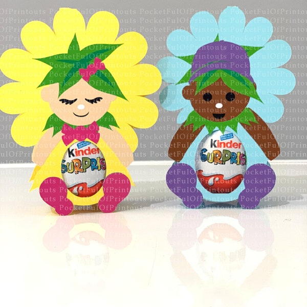 Flower doll girl and boy set Kinder Surprise holder available on creative fabrica as etsy has not fixed my shop