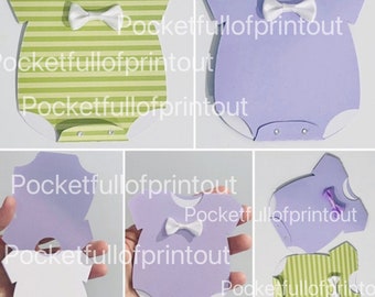 Baby onesie, Baby shower, Modèle numérique de carte d’invitation au baptême - Compatible avec Cricut Joy