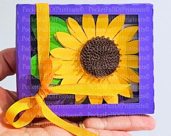 Digital templates for Sunflower gift card holder with window gift box - Cricut JOY compatible